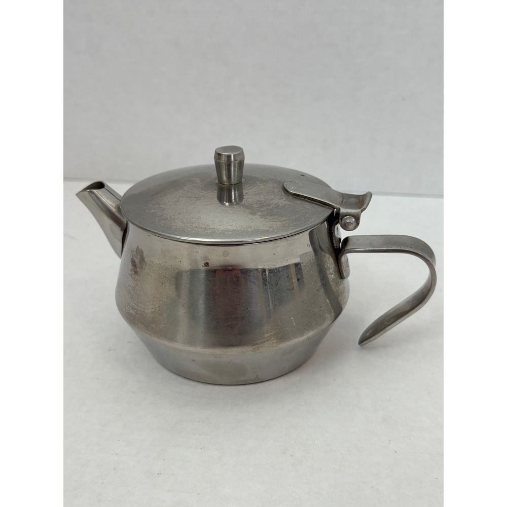 Vintage 18/8 Stainless Steel Individual Teapot Hinged Lid Small Tea Server